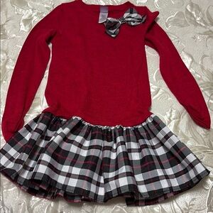 Red Plaid Dress with Bow